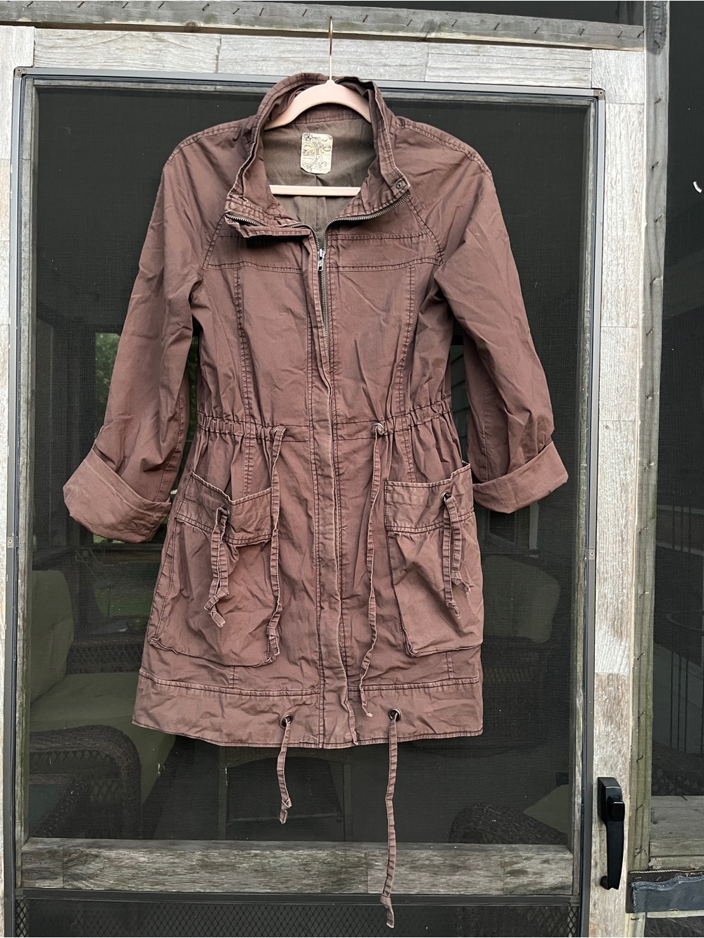 Tulle Utility Anorak Jacket - Brown